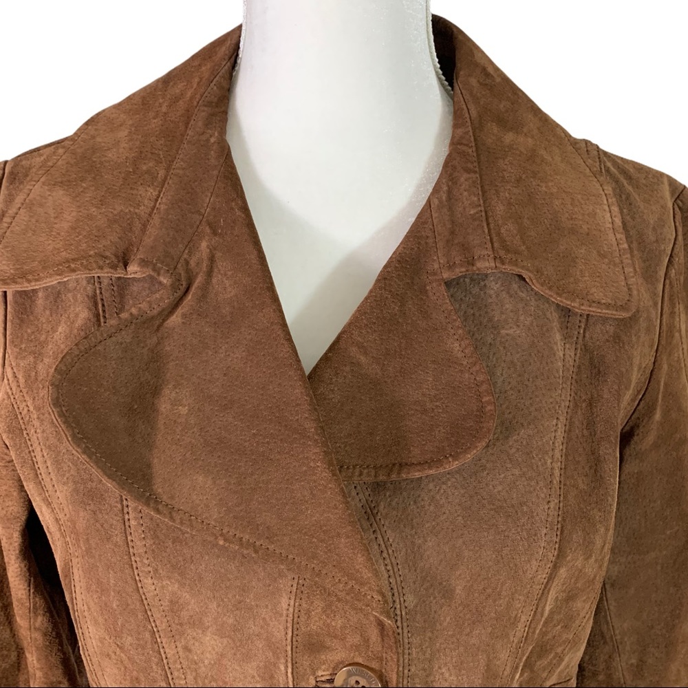 Wilson Suede Leather Brown Tailored Coat Large - Picture 5 of 10